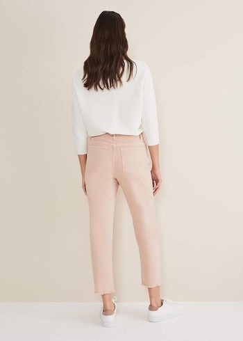 Phase Eight Petra Raw Hem Straight Leg Trousers Pink USA | 4281079-FA